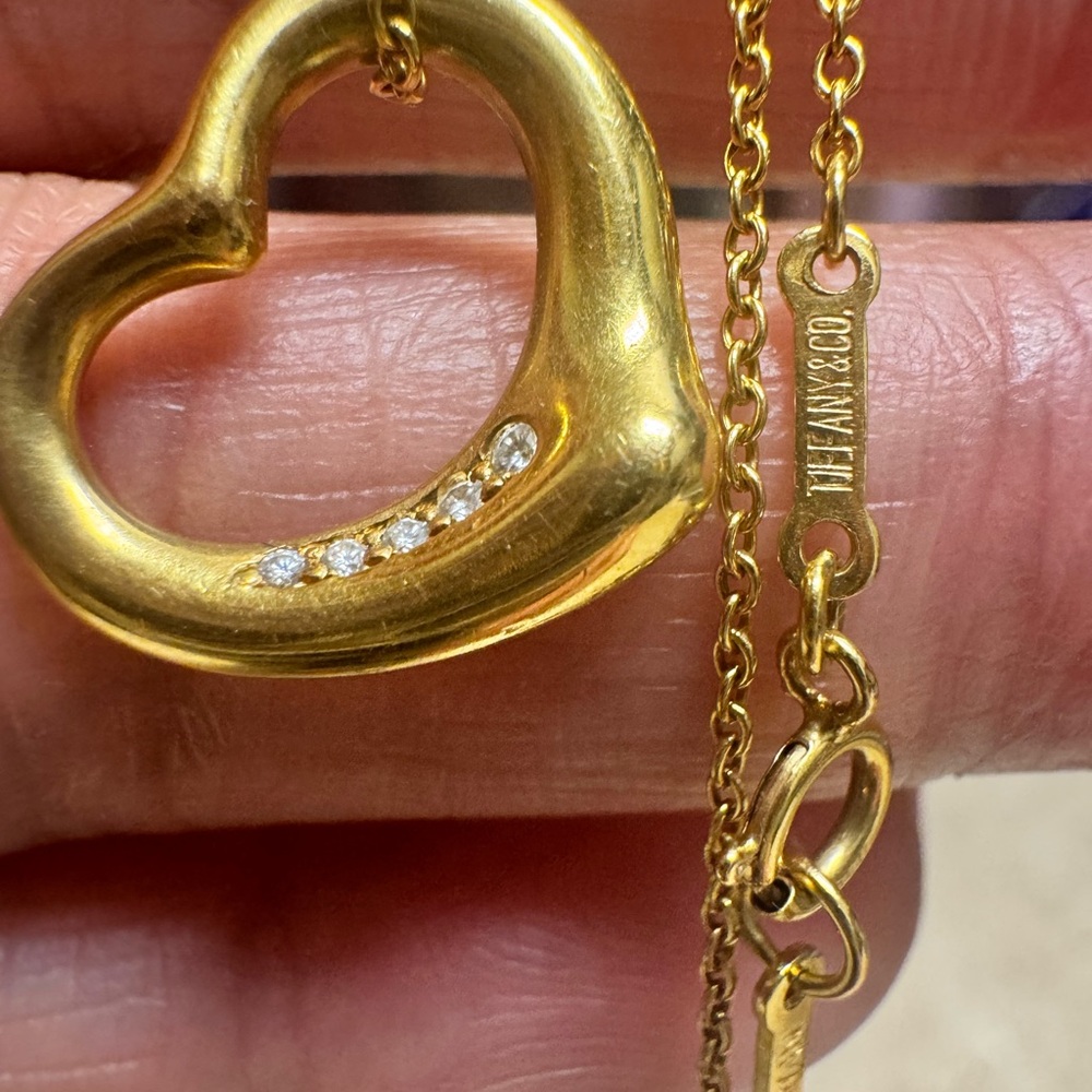 COPY - Necklace Tiffany & Co Yellow Gold with 5 diamonds in 16cm long